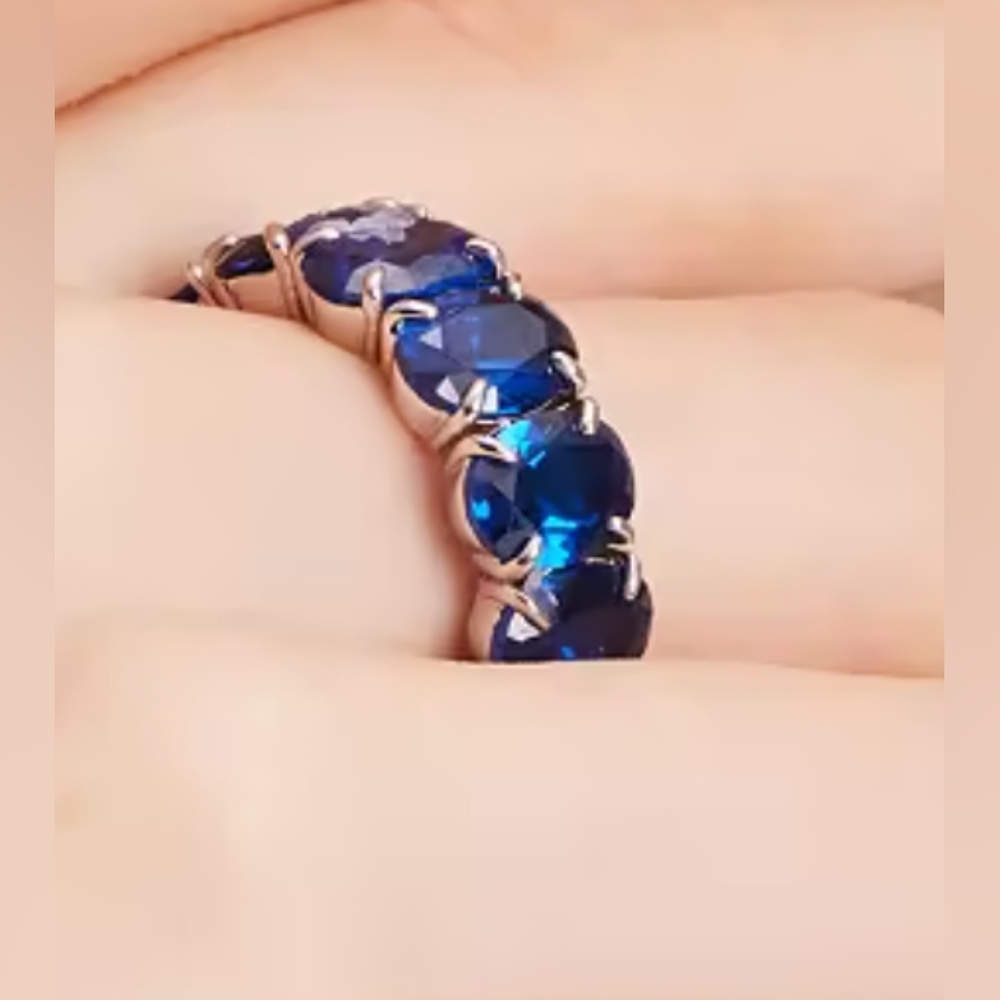 kate spade Candy Shop Silver-Tone Blue Crystal Eternity Band